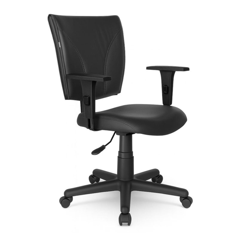 Cadeira B-ONE Giratória com Braços Reguláveis – Corino Preto – 31009 Araguaia Móveis para Escritório 2