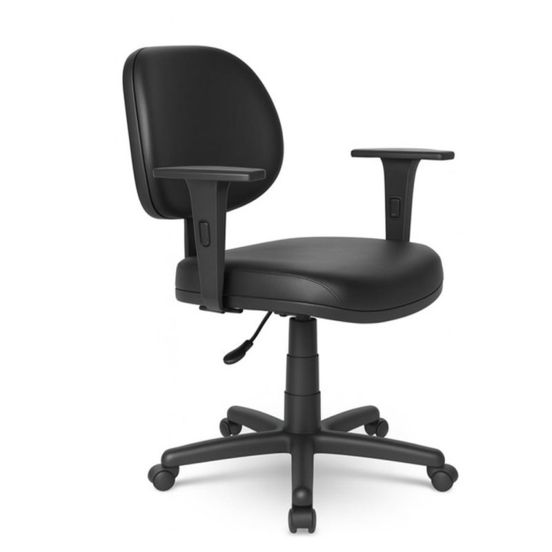 Cadeira Executiva LISA Giratória com Braços Reguláveis – Corino Preto – 31003 Araguaia Móveis para Escritório 2