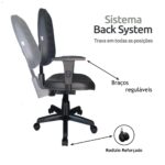 Cadeira Diretorzinha Back System Costurado C/ Braços Reguláveis – Cor Preto 32996 Araguaia Móveis para Escritório 9
