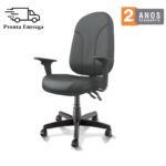 Cadeira Presidente PLUS BACK SYSTEM Baixa Costurada c/ Braços Reguláveis – Corino Preto 32974 Araguaia Móveis para Escritório 11