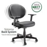 Cadeira Executiva PLUS LISA BACK SYSTEM c/ Braços Reguláveis – COR PRETO 32968 Araguaia Móveis para Escritório 9