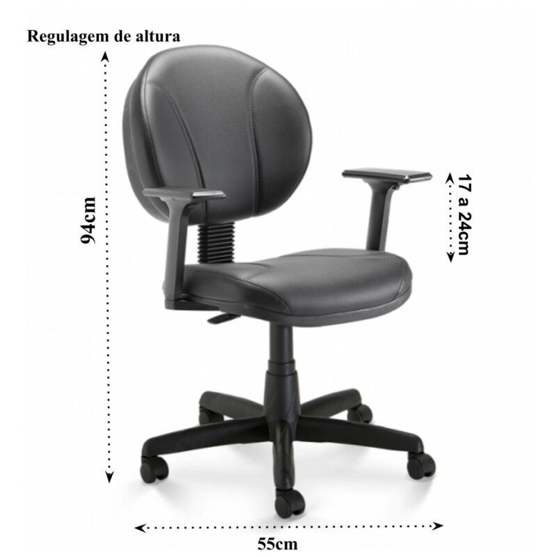 Cadeira de Escritório Executiva PLUS COSTURADA c/ Braços Reguláveis – 32980 Araguaia Móveis para Escritório 5