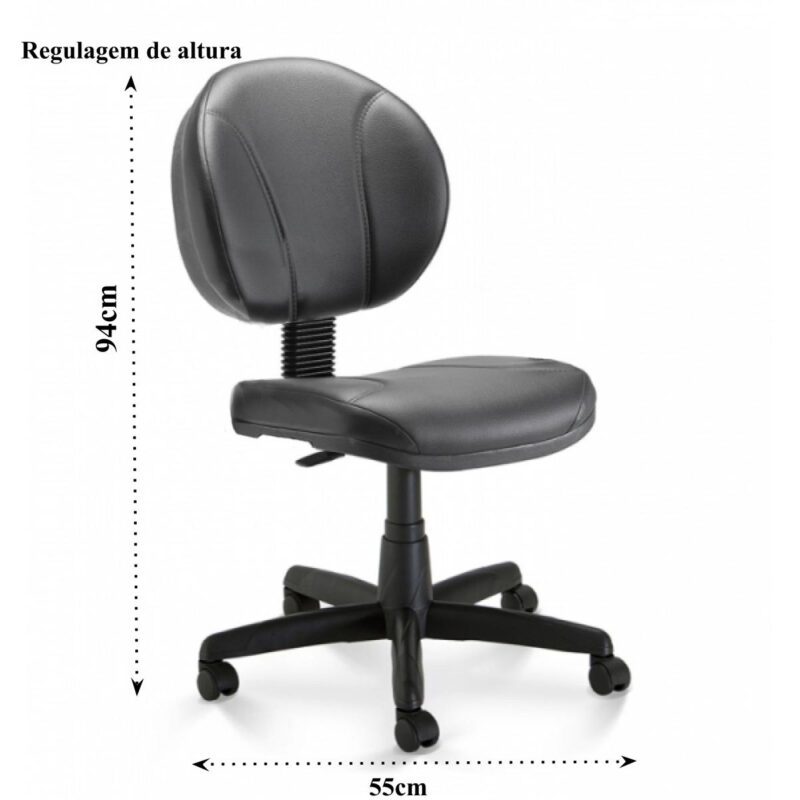 Cadeira Executiva PLUS COSTURADA s/ Braços – CORINO – COR PRETO 32979 Araguaia Móveis para Escritório 4