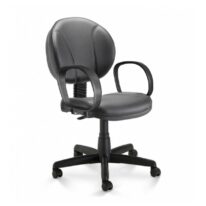 Cadeira Executiva PLUS COSTURADA c/ Braço Corsa – CORINO – COR PRETO – 32978 Araguaia Móveis para Escritório