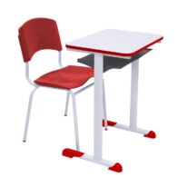 Kit Escolar Individual VERMELHO – (Mesa e Cadeira) – ADULTO – MADEIRA – COR VERMELHO – 40096 Araguaia Móveis para Escritório