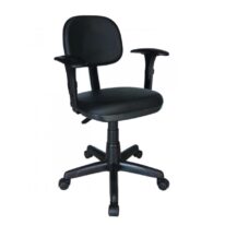 Cadeira Secretária Giratória Com Braços Reguláveis Estofada Preta – 31106 Araguaia Móveis para Escritório