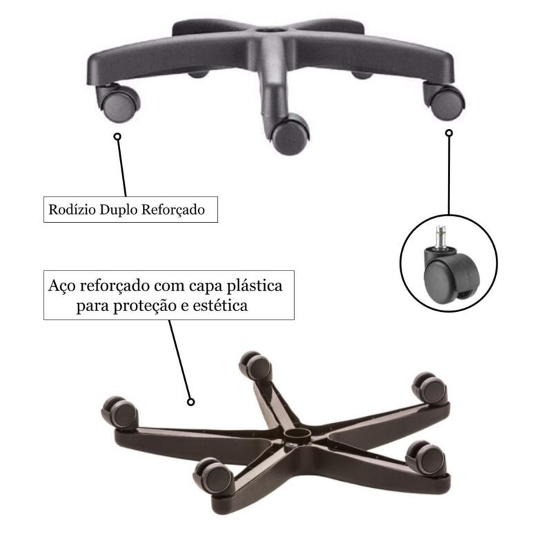 Cadeira Executiva Back System COSTURADA com Braços Reguláveis – Cor Preta – 31008 Araguaia Móveis para Escritório 6