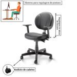 Cadeira Executiva BACK SYSTEM OPERATIVA c/ Braços Reguláveis – CORINO PRETO 32987 Araguaia Móveis para Escritório 10