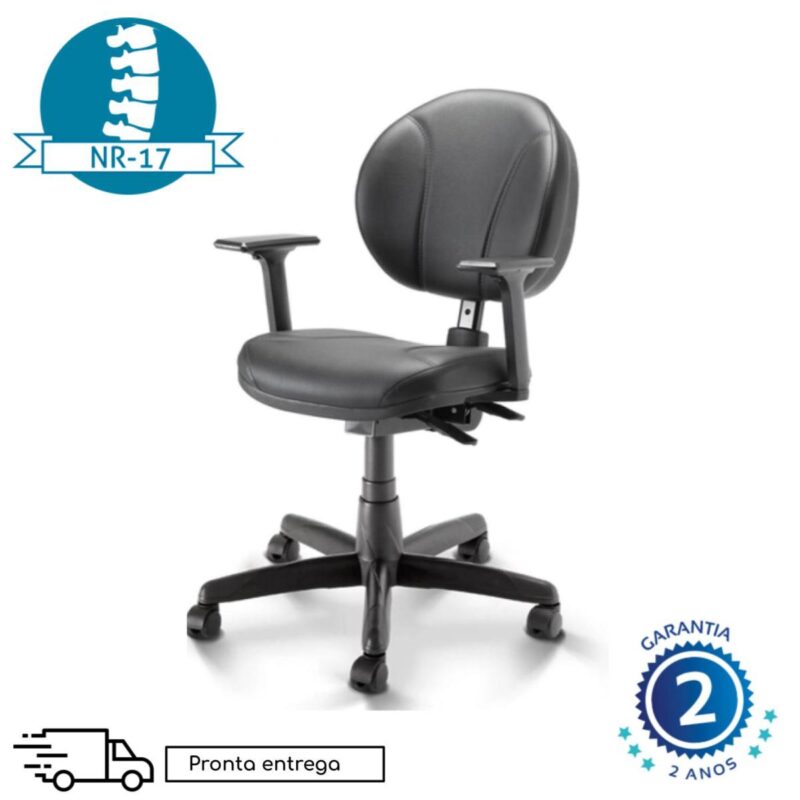Cadeira Executiva BACK SYSTEM OPERATIVA c/ Braços Reguláveis – CORINO PRETO 32987 Araguaia Móveis para Escritório 6