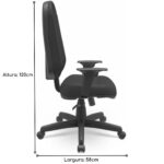 Cadeira de Escritório Presidente PLUS com Braços Reguláveis – CORINO PRETO 32975 Araguaia Móveis para Escritório 11