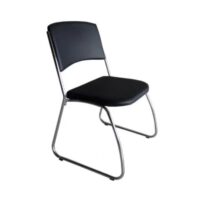 Cadeira Interlocutor Level Cromada – Cor Preto – (EMPILHÁVEL) 32995 Araguaia Móveis para Escritório