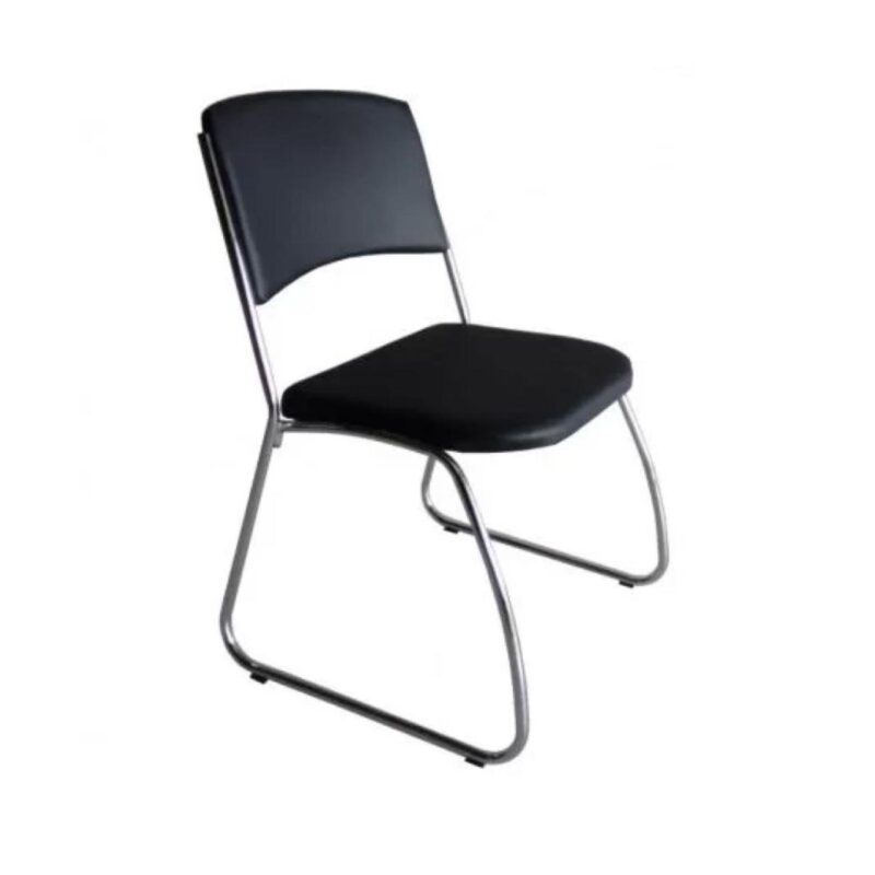 Cadeira Interlocutor Level Cromada – Cor Preto – (EMPILHÁVEL) 32995 Araguaia Móveis para Escritório 2