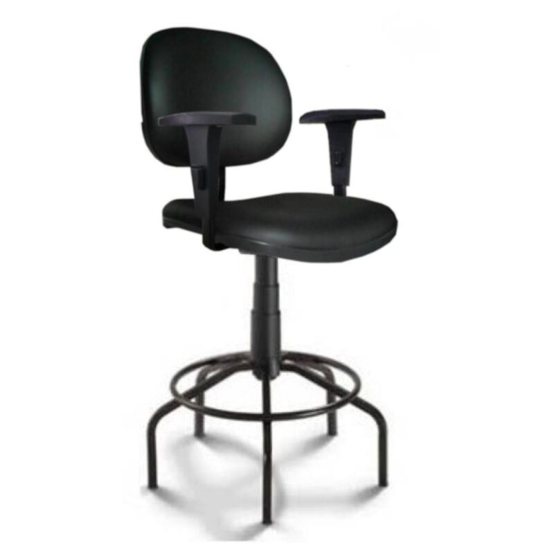 Cadeira Caixa EXECUTIVA LISA com Braços Reguláveis – (Aranha PMD) – Cor Preta – 35003 Araguaia Móveis para Escritório 2