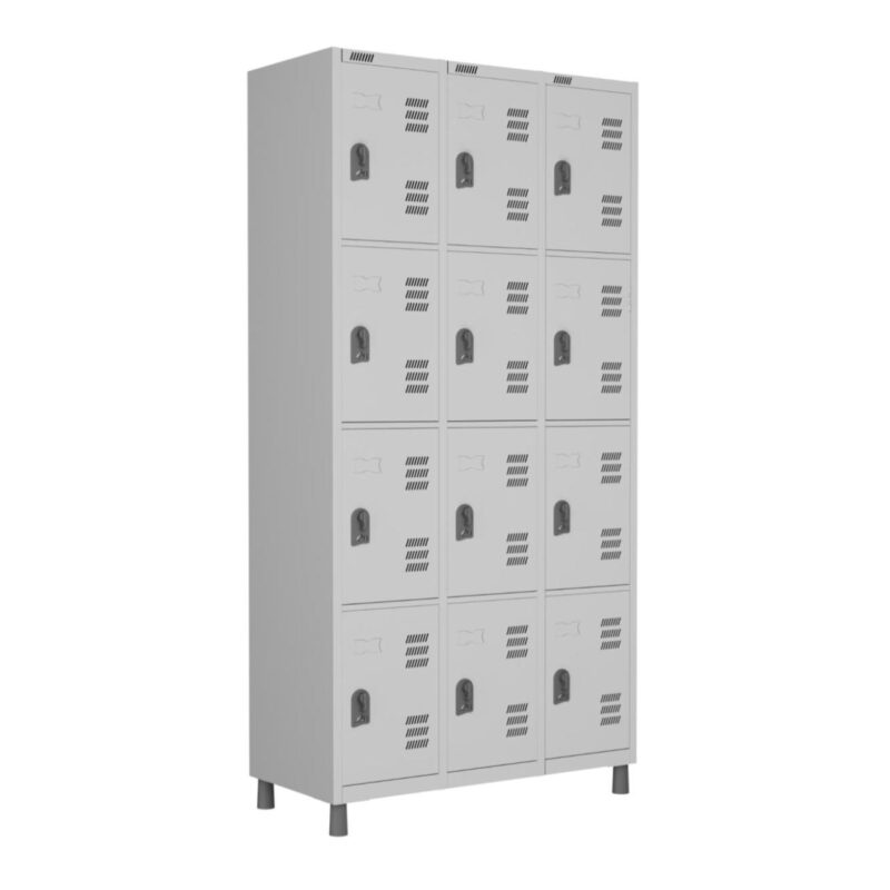 Roupeiro LOCKER de Aço c/ 12 Portas PEQUENAS – 1,90×0,96×0,40m – CZ/CZ – W3 – 11018 Araguaia Móveis para Escritório 2
