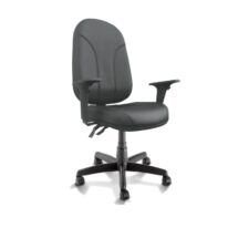 Cadeira Presidente PLUS BACK SYSTEM Baixa Costurada c/ Braços Reguláveis – Corino Preto 32974 Araguaia Móveis para Escritório
