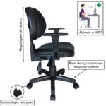 Cadeira Executiva Back System Lisa c/ Braços reguláveis – Cor Preta 31006 Araguaia Móveis para Escritório 9