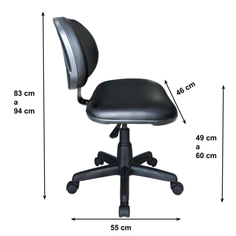 Cadeira Executiva LISA Giratória SEM BRAÇOS Cor Preta – 31000 Araguaia Móveis para Escritório 4