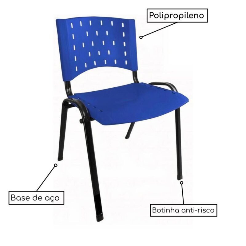 Kit 10 Cadeiras Plásticas 04 pés – COR AZUL – 24003 Araguaia Móveis para Escritório 3