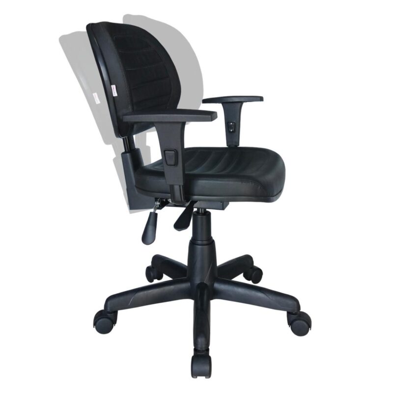 Cadeira Executiva Back System COSTURADA com Braços Reguláveis – Cor Preta – 31008 Araguaia Móveis para Escritório 9