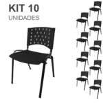 Kit 10 Cadeiras Plásticas 04 pés – COR PRETO – 24001 Araguaia Móveis para Escritório 6