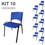 Kit 10 Cadeiras Plásticas 04 pés – COR AZUL – 24003 Araguaia Móveis para Escritório 6