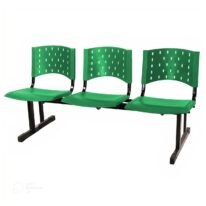 Cadeira Longarina PLÁSTICA 03 Lugares – Cor VERDE – Realplast – 33069 Araguaia Móveis para Escritório