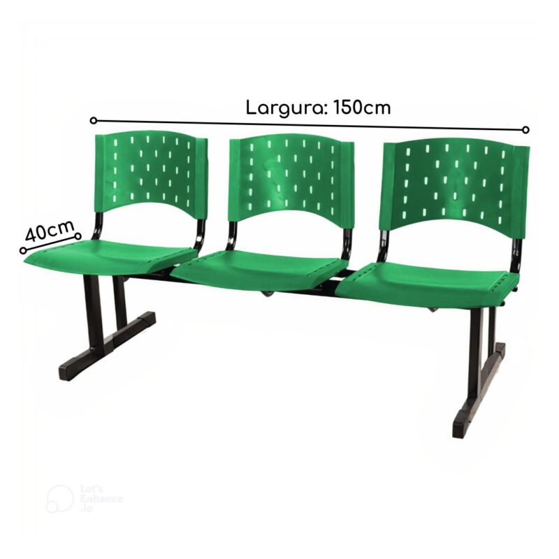 Cadeira Longarina PLÁSTICA 03 Lugares – Cor VERDE – Realplast – 33069 Araguaia Móveis para Escritório 3