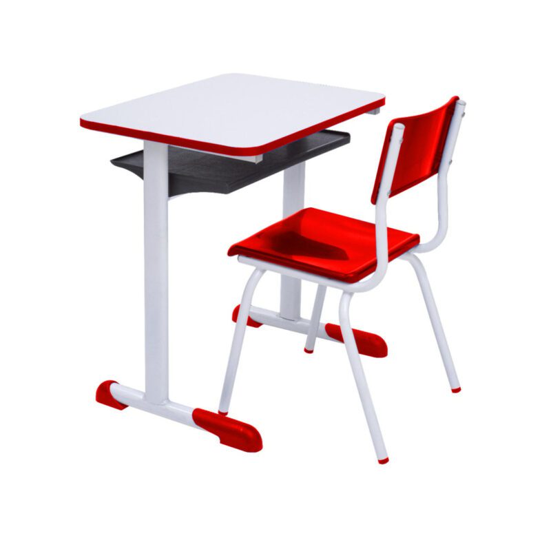 Kit Escolar Individual VERMELHO – (Mesa e Cadeira) – JUVENIL – MADEIRA – COR VERMELHO – 40092 Araguaia Móveis para Escritório 3