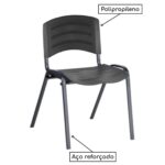 Cadeira Fixa Plástica 04 pés Cor Preto (Polipropileno) 31206 Araguaia Móveis para Escritório 7