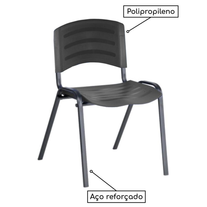 Cadeira Fixa Plástica 04 pés Cor Preto (Polipropileno) 31206 Araguaia Móveis para Escritório 3