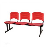 Cadeira Longarina PLÁSTICA 03 Lugares – Cor Vermelho 33022 Araguaia Móveis para Escritório