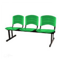 Cadeira Longarina PLÁSTICA 03 Lugares – Cor Verde 33024 Araguaia Móveis para Escritório