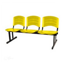 Cadeira Longarina PLÁSTICA 03 Lugares – Cor Amarelo 33025 Araguaia Móveis para Escritório