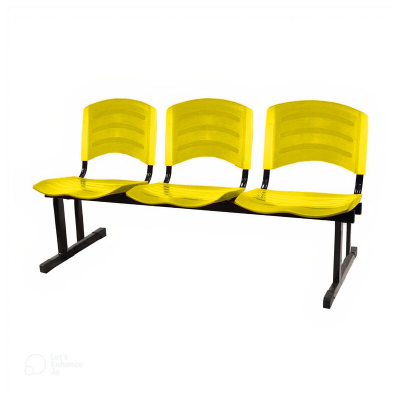 Kit 05 Cadeiras Longarinas PLÁSTICAS 03 Lugares – Cor Amarelo 33080 Araguaia Móveis para Escritório 3