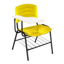 Cadeira Universitária Plástica com Prancheta MDF – COR AMARELO 34019 Araguaia Móveis para Escritório