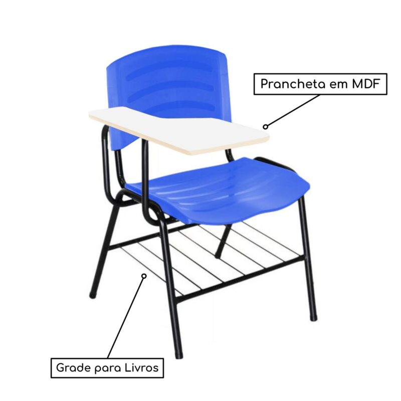 Cadeira Universitária Plástica Prancheta MDF – COR AZUL 34016 Araguaia Móveis para Escritório 3