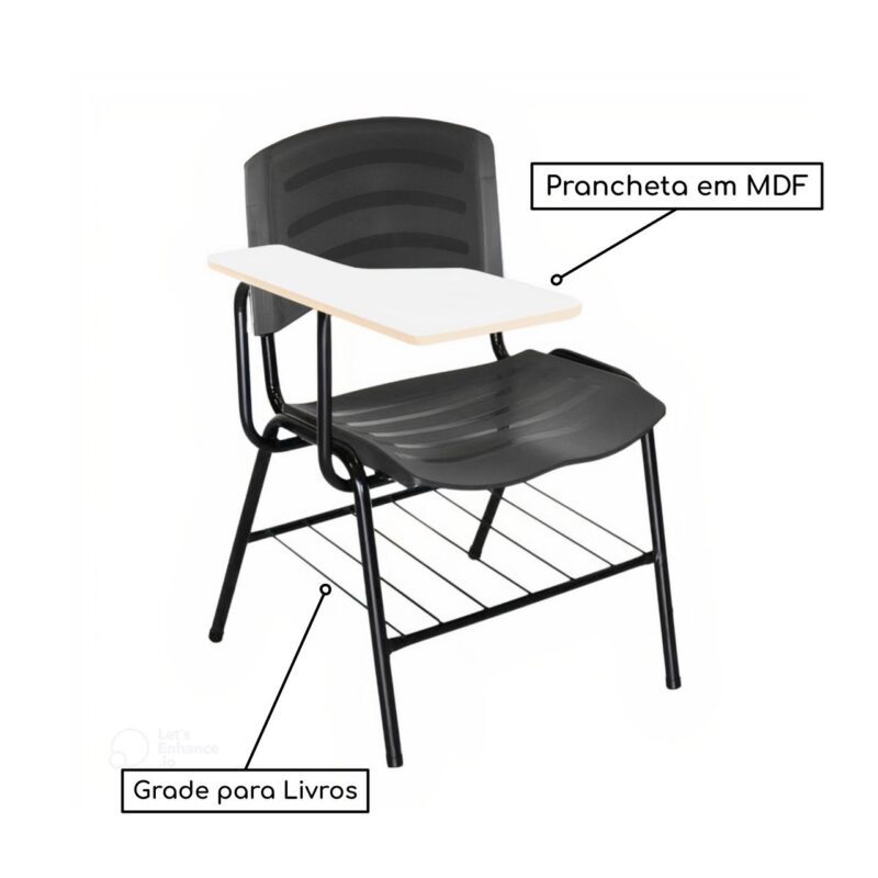 Cadeira Universitária Plástica Prancheta MDF – COR PRETO 34015 Araguaia Móveis para Escritório 3
