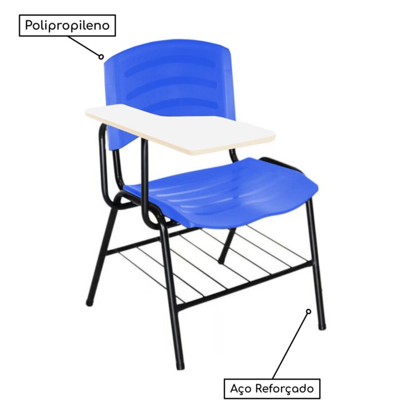 Cadeira Universitária Plástica Prancheta MDF – COR AZUL 34016 Araguaia Móveis para Escritório 4