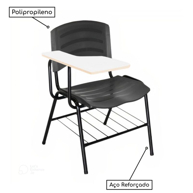Cadeira Universitária Plástica Prancheta MDF – COR PRETO 34015 Araguaia Móveis para Escritório 4