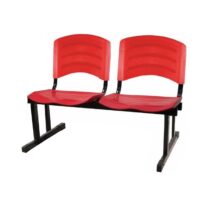 Cadeira Longarina PLÁSTICA 02 Lugares – Cor Vermelho 33027 Araguaia Móveis para Escritório