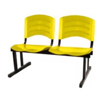 Cadeira Longarina PLÁSTICA 02 Lugares – Cor Amarelo 33030 Araguaia Móveis para Escritório