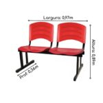 Cadeira Longarina PLÁSTICA 02 Lugares – Cor Vermelho 33027 Araguaia Móveis para Escritório 7