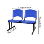 Cadeira Longarina PLÁSTICA 02 Lugares – Cor Azul 33028 Araguaia Móveis para Escritório 7