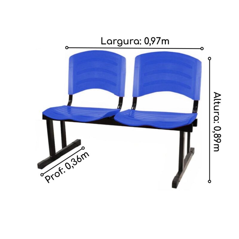 Cadeira Longarina PLÁSTICA 02 Lugares – Cor Azul 33028 Araguaia Móveis para Escritório 3