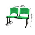 Cadeira Longarina PLÁSTICA 02 Lugares – Cor Verde 33029 Araguaia Móveis para Escritório 7