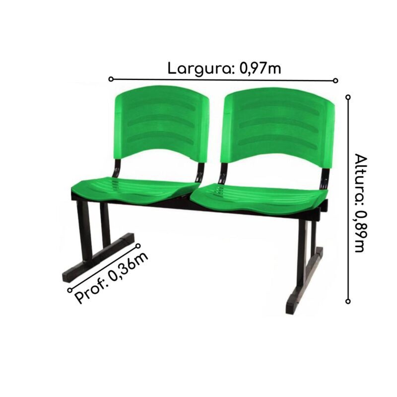 Cadeira Longarina PLÁSTICA 02 Lugares – Cor Verde 33029 Araguaia Móveis para Escritório 3