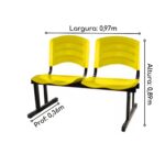 Cadeira Longarina PLÁSTICA 02 Lugares – Cor Amarelo 33030 Araguaia Móveis para Escritório 7
