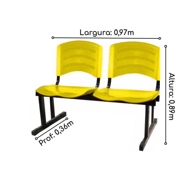 Cadeira Longarina PLÁSTICA 02 Lugares – Cor Amarelo 33030 Araguaia Móveis para Escritório 3