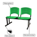 Cadeira Longarina PLÁSTICA 02 Lugares – Cor Verde 33029 Araguaia Móveis para Escritório 8
