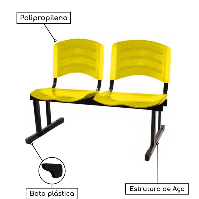 Cadeira Longarina PLÁSTICA 02 Lugares – Cor Amarelo 33030 Araguaia Móveis para Escritório 4